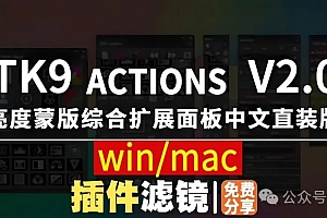 支持win最新mac一键安装PS2025亮度蒙版扩展插件tk9 actions v2.0 Photoshop摄影后期修图中文汉化